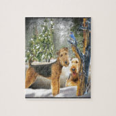 Airedale Terrier Winter Day-geschenken Legpuzzel (Verticaal)