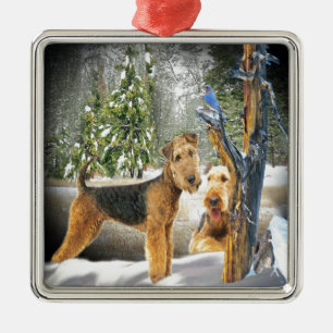Airedale Terrier Winter Day-geschenken Metalen Ornament