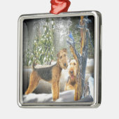 Airedale Terrier Winter Day-geschenken Metalen Ornament (Links)