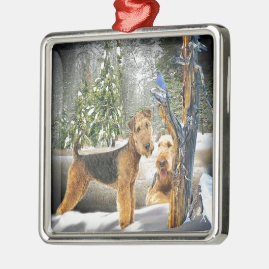 Airedale Terrier Winter Day-geschenken Metalen Ornament (Links)