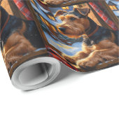 Airedale Terrier With Christmas Lights Holiday  Cadeaupapier (Rol Hoek)