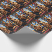 Airedale Terrier With Christmas Lights Holiday  Cadeaupapier (Hoek)