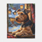 Airedale Terrier With Christmas Lights Holiday  Fleece Deken (Voorkant)