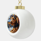 Airedale Terrier With Christmas Lights Holiday  Keramische Bal Ornament (Rechts)