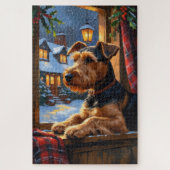 Airedale Terrier With Christmas Lights Holiday Legpuzzel (Verticaal)