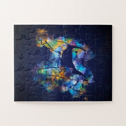 Airedale Terrier Word Art waterverf Legpuzzel (Horizontaal)