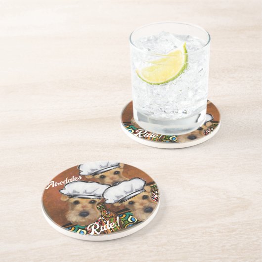 Airedale Terrier Zandsteen Onderzetter (Zijkant)