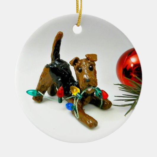 Airedale Terrier Zwart en Tan Tricolor Keramisch Ornament (Voorkant)