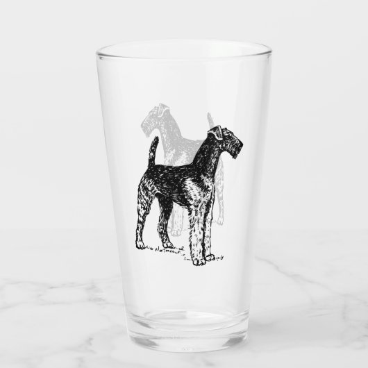 Airedale-terriërgravure Glas (Achterkant)