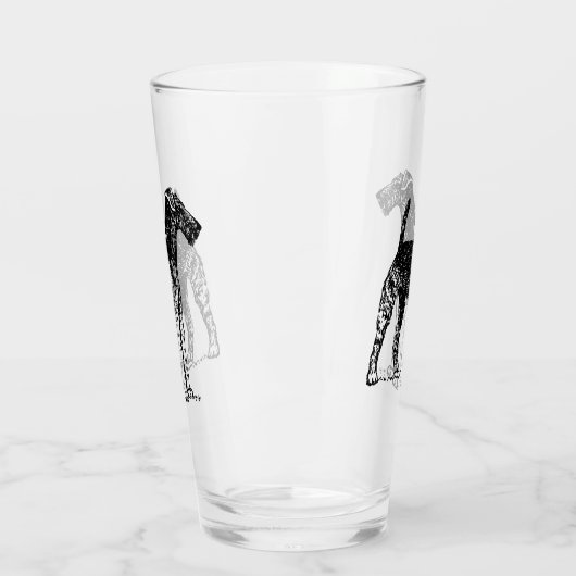 Airedale-terriërgravure Glas (Links)