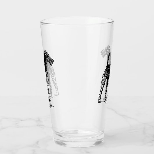 Airedale-terriërgravure Glas (Rechts)