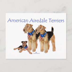 Airedale Terriers Amerikaanse Vlag Briefkaart