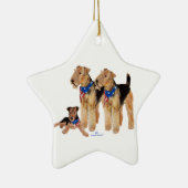 Airedale Terriers Amerikaanse Vlag Keramisch Ornament (Rechts)