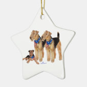 Airedale Terriers Amerikaanse Vlag Keramisch Ornament (Links)