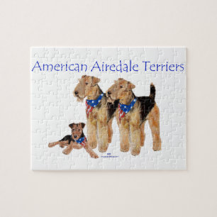 Airedale Terriers Amerikaanse vlag Legpuzzel