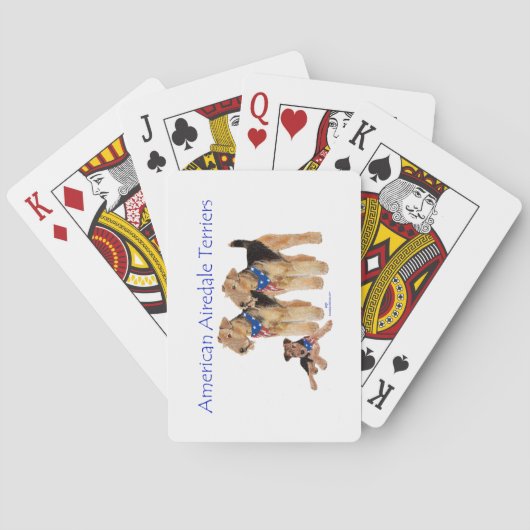 Airedale Terriers Amerikaanse Vlag Pokerkaarten (Achterkant)