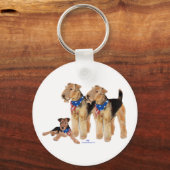Airedale Terriers Amerikaanse Vlag Sleutelhanger (Voorkant)