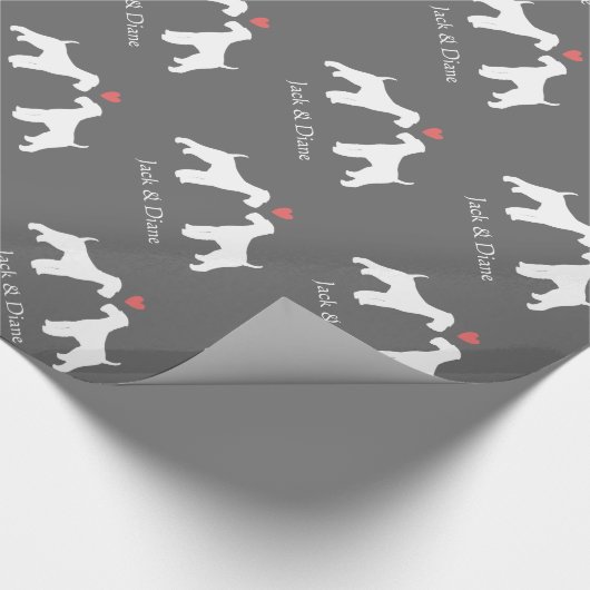 Airedale Terriers Bruiloft met aangepaste tekst Cadeaupapier (Hoek)