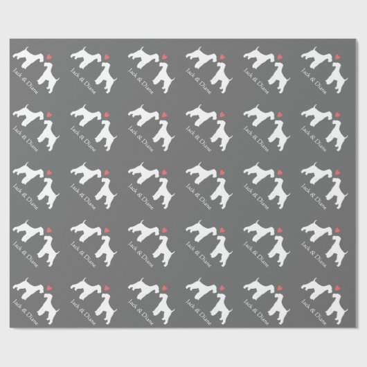 Airedale Terriers Bruiloft met aangepaste tekst Cadeaupapier (Vlak)