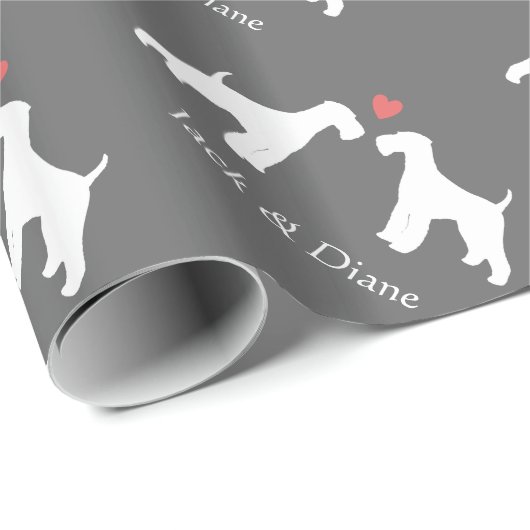 Airedale Terriers Bruiloft met aangepaste tekst Cadeaupapier (Rol Hoek)