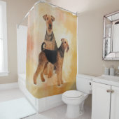 Airedale Terriers Digital Art Douchegordijn (In situ)