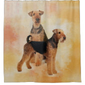 Airedale Terriers Digital Art Douchegordijn