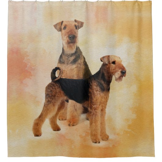 Airedale Terriers Digital Art Douchegordijn (Voorkant)