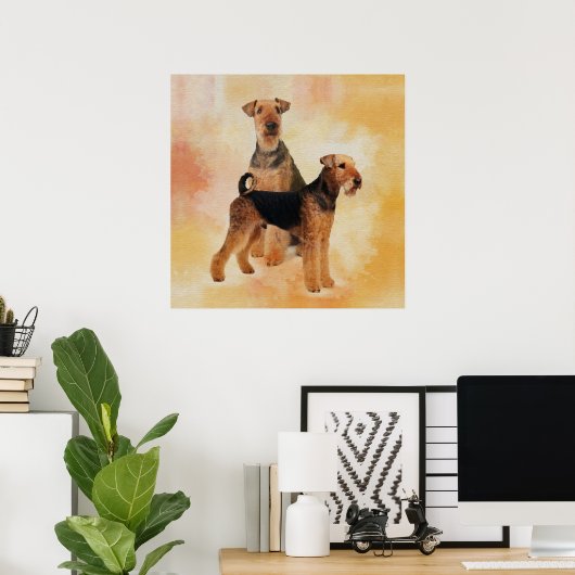 Airedale Terriers Digital Art Poster (Thuiskantoor)