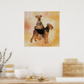 Airedale Terriers Digital Art Poster (Keuken)