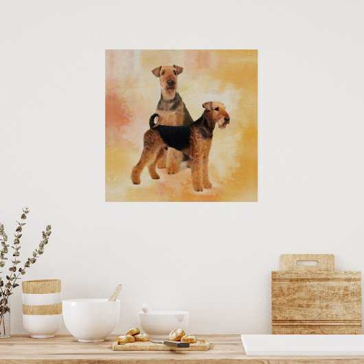 Airedale Terriers Digital Art Poster (Keuken)