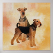 Airedale Terriers Digital Art Poster (Voorkant)