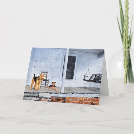 Airedale Terriers in Veranda Kaart (Voorkant)