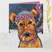 Airedale Terriers Kaart (Gele Bloem)
