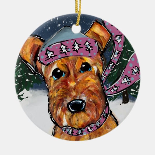 Airedale Terriers Keramisch Ornament (Voorkant)