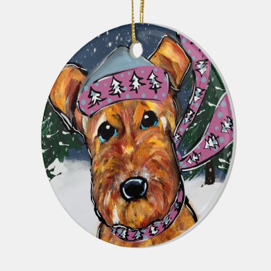 Airedale Terriers Keramisch Ornament (Links)
