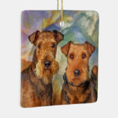 Airedale Terriers Portret Gemengde Media Keramisch Ornament (Rechts)