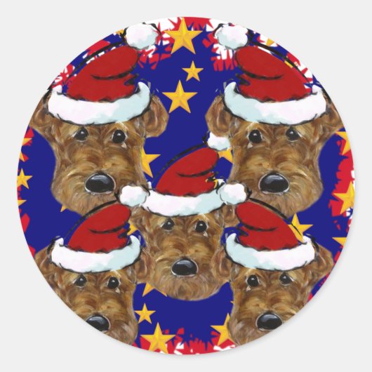 AIREDALE TERRIERS RONDE STICKER (Voorkant)