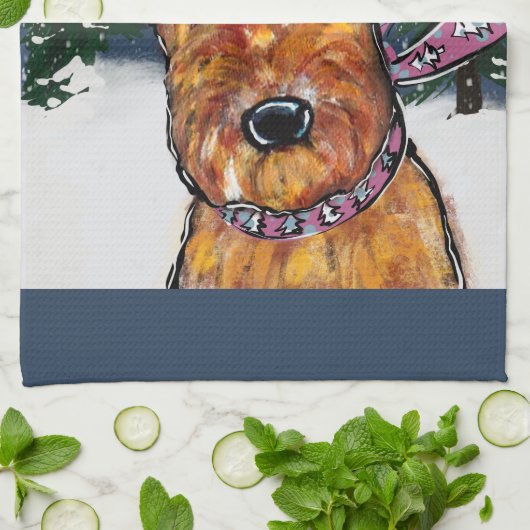 Airedale Terriers Theedoek (Gevouwen)