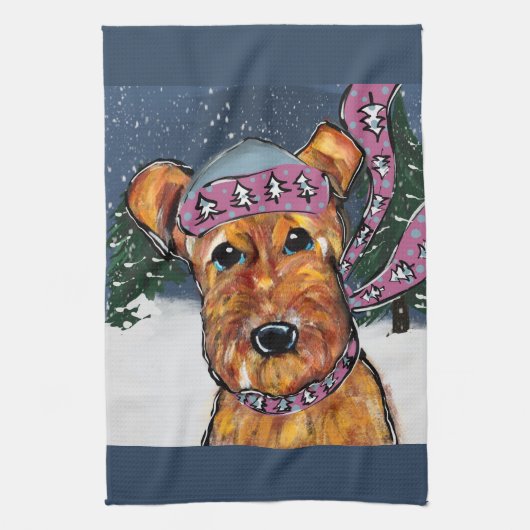 Airedale Terriers Theedoek (Verticaal)
