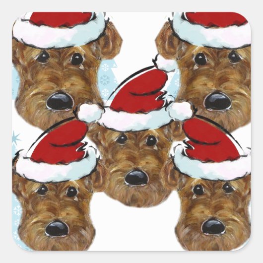 AIREDALE TERRIERS VIERKANTE STICKER (Voorkant)