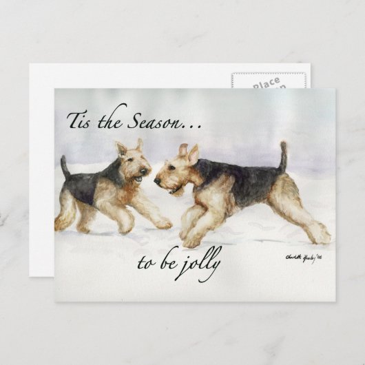 Airedale Tis het Seson kunst briefkaart (Voorkant / Achterkant)