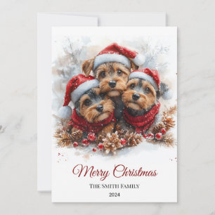 Airedale Watercolor Kerst Minimaal Feestdagenkaart