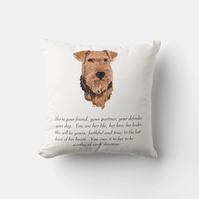 Airedale, Welsh, Lakeland Terrier Keepslag Kussen (Voorkant)