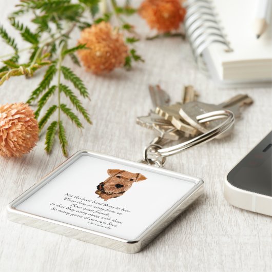 Airedale, Welsh, Lakeland Terrier Keepslag Sleutelhanger (Zijkant)