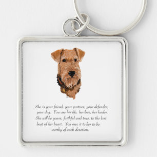 Airedale, Welsh, Lakeland Terrier Keepslag Sleutelhanger