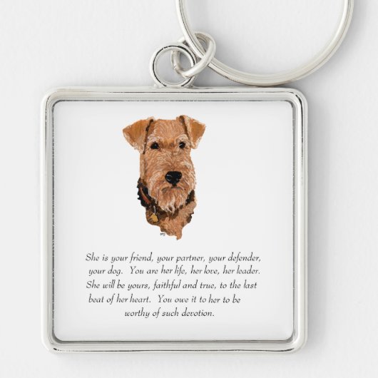 Airedale, Welsh, Lakeland Terrier Keepslag Sleutelhanger (Voorkant)