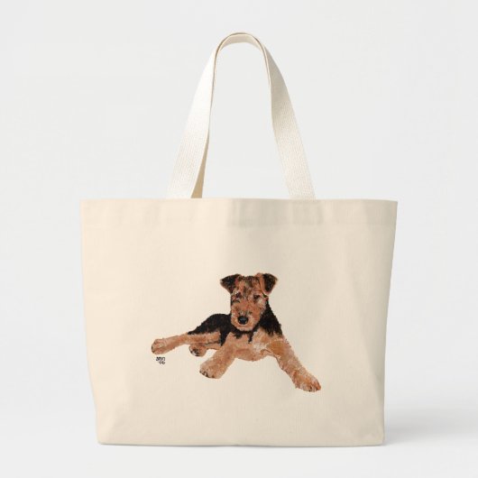 Airedale/Welsh Terrier Puppy Grote Tote Bag (Voorkant)