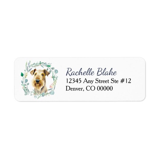 Airedale Wreath Return Address Etiket (Voorkant)