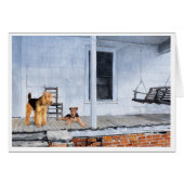 Airedales op de veranda (Voorkant Horizontaal)