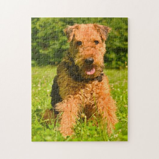 Airedaleterriër hond. legpuzzel (Verticaal)